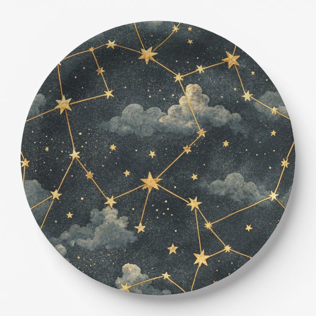 Celestial Constellation Star Pattern (1) Paper Plates (Front)