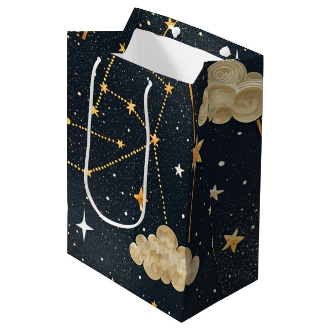 Celestial Constellation Star Pattern (2) Medium Gift Bag (Front Angled)