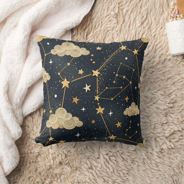 Celestial Constellation Star Pattern (2) Throw Pillow (Blanket)
