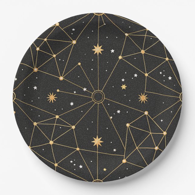 Celestial Constellation Star Pattern (3) Paper Plates (Front)