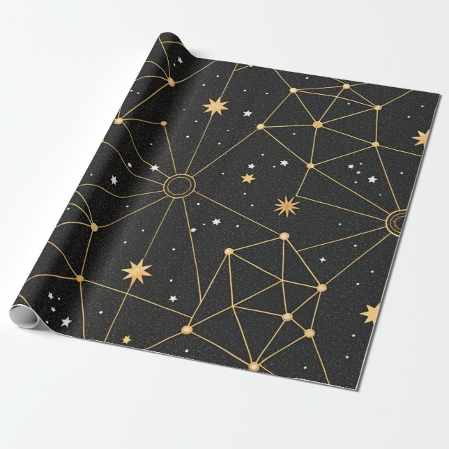 Celestial Constellation Star Pattern (3) Wrapping Paper (Unrolled)