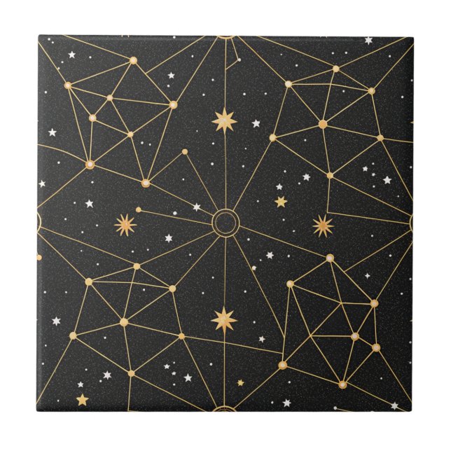 Celestial Constellation Star Pattern (4) Ceramic Tile (Front)