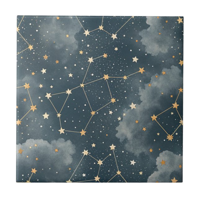 Celestial Constellation Star Pattern (5) Ceramic Tile (Front)