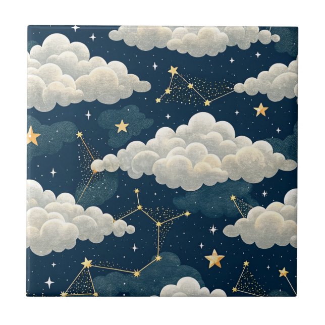 Celestial Constellation Star Pattern (6) Ceramic Tile (Front)