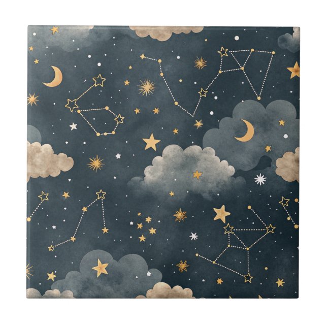 Celestial Constellation Star Pattern (7) Ceramic Tile (Front)