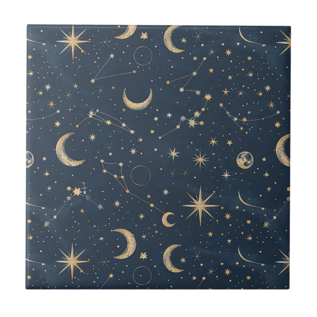Celestial Constellation - Starry Night (1) Ceramic Tile (Front)