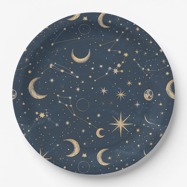 Celestial Constellation - Starry Night (1) Paper Plates (Front)