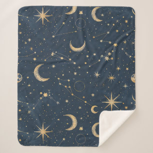 Celestial Constellation - Starry Night (1) Sherpa Blanket