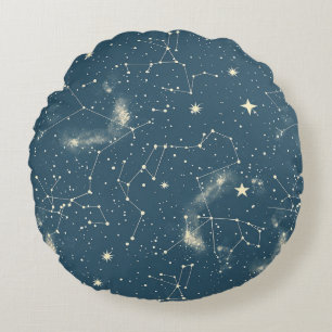 Celestial Constellation - Starry Night (2) Round Pillow