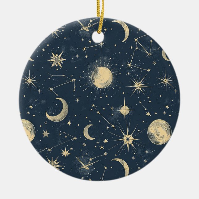 Celestial Constellation - Starry Night (3) Ceramic Ornament (Front)