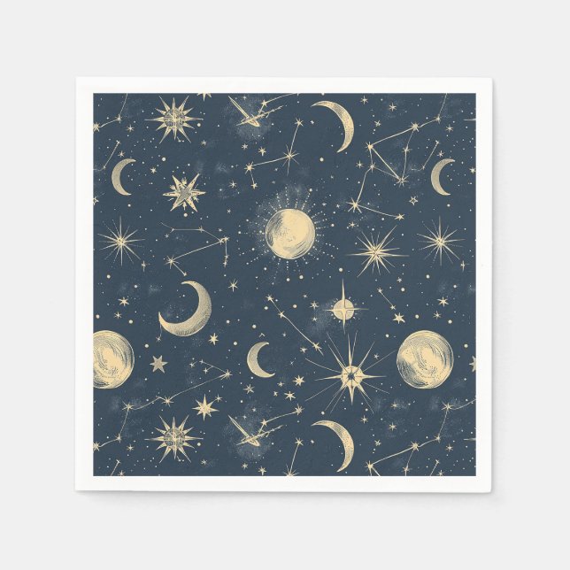 Celestial Constellation - Starry Night (3) Napkins (Front)