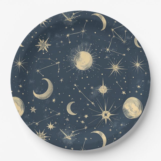 Celestial Constellation - Starry Night (3) Paper Plates (Front)
