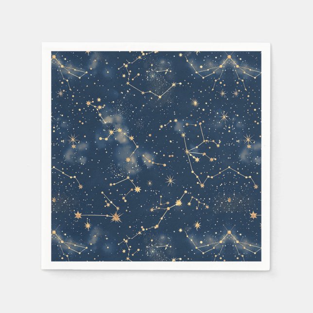 Celestial Constellation - Starry Night (5) Napkins (Front)