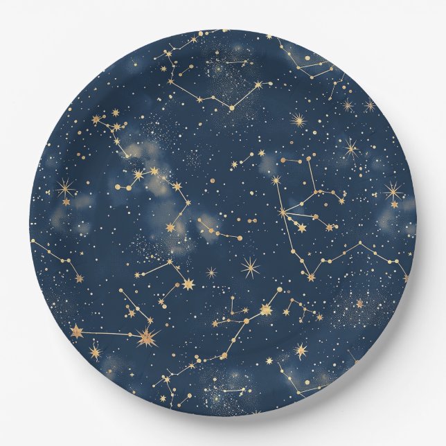Celestial Constellation - Starry Night (5) Paper Plates (Front)