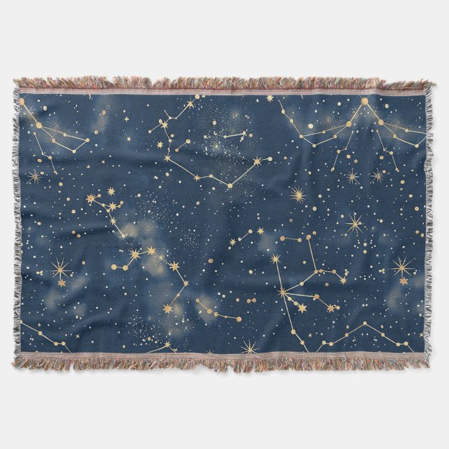 Celestial Constellation - Starry Night (5) Throw Blanket (Front)
