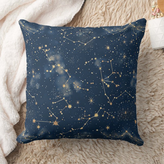 Celestial Constellation - Starry Night (5) Throw Pillow (Blanket)