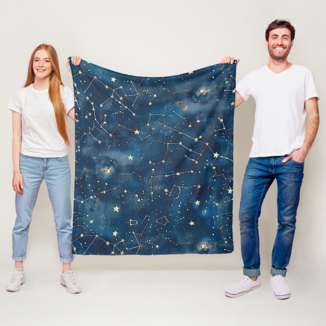 Celestial Constellation - Starry Night (6) Fleece Blanket (In Situ)