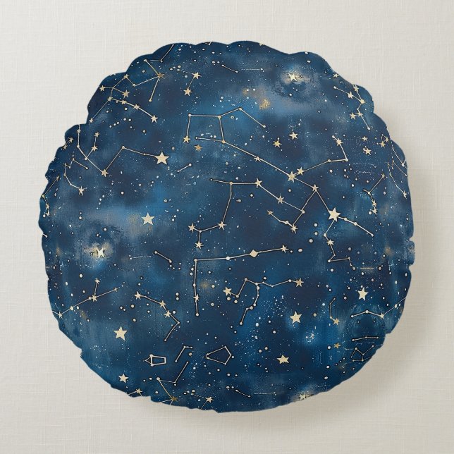 Celestial Constellation - Starry Night (6) Round Pillow (Front)