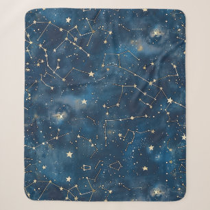 Celestial Constellation - Starry Night (6) Sherpa Blanket