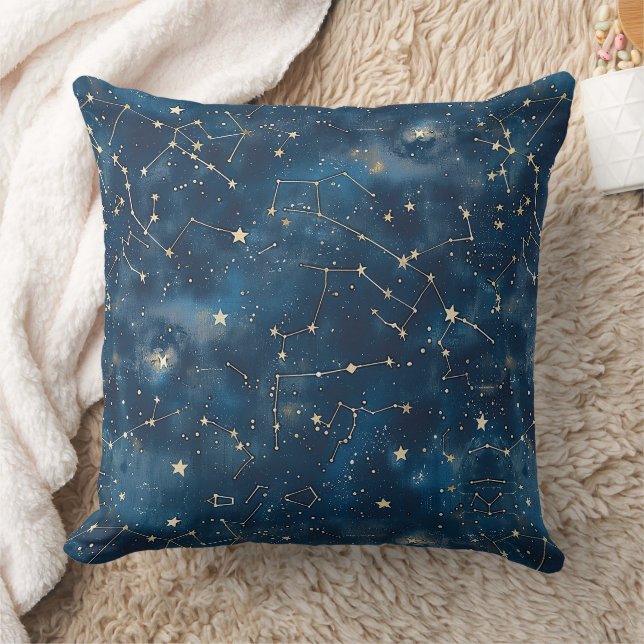 Celestial Constellation - Starry Night (6) Throw Pillow (Blanket)