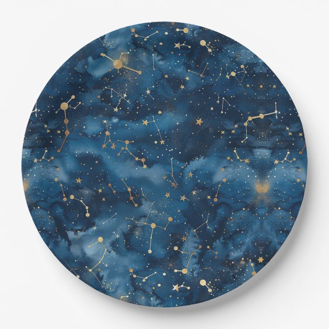 Celestial Constellation - Starry Night (7) Paper Plates (Front)
