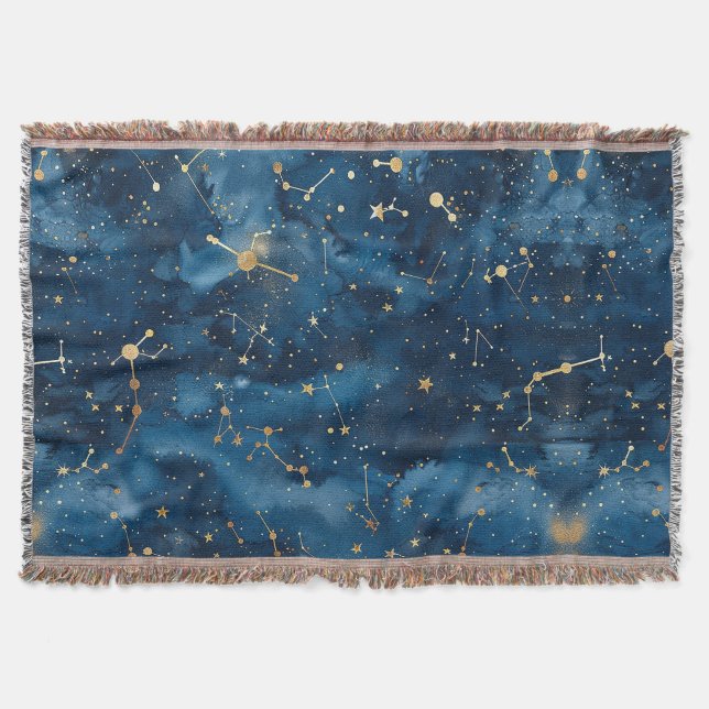 Celestial Constellation - Starry Night (7) Throw Blanket (Front)