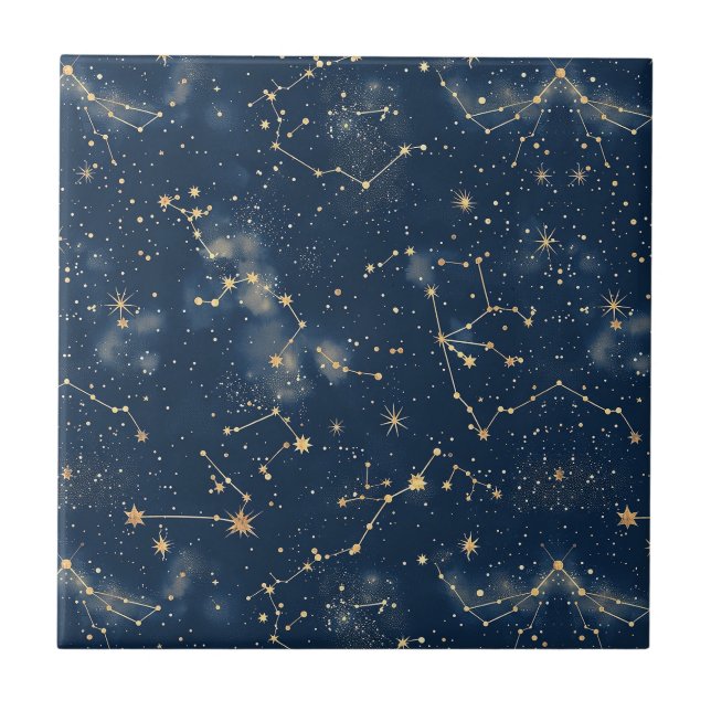 Celestial Constellation - Starry Night Ceramic Tile (Front)