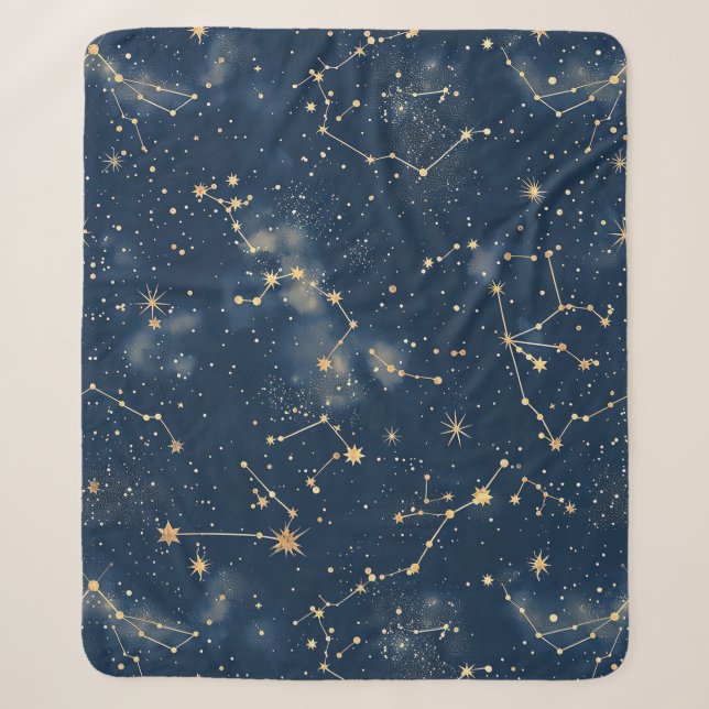 Celestial Constellation - Starry Night Sherpa Blanket (Front)