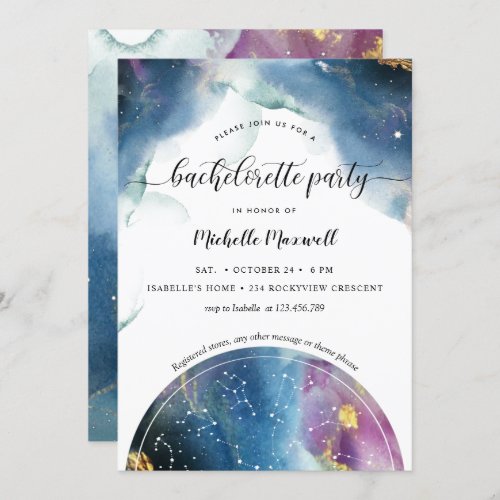 Celestial Constellations Stars Bachelorette Party Invitation