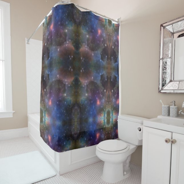 Celestial Cosmic Galaxy Pattern Shower Curtain (In Situ)