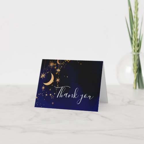 Celestial Cosmic Moon And Stars Thank You Card