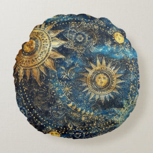 Celestial Cosmic Stars Planets Round Pillow