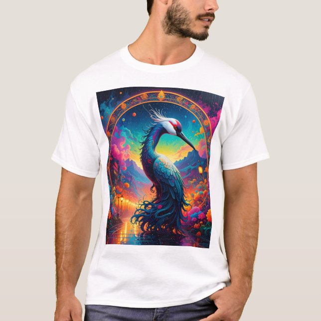 Celestial Crane of the Lantern Realm T-Shirt (Front)