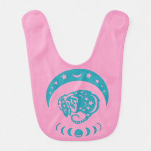 Celestial Crecent Moon Possum Whimsical Nature Baby Bib