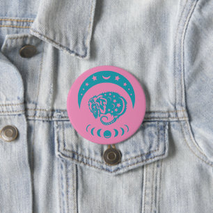 Celestial Crecent Moon Possum Whimsical Nature Button