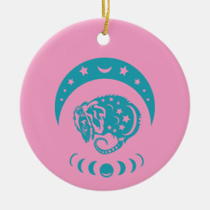 Celestial Crecent Moon Possum Whimsical Nature Ceramic Ornament