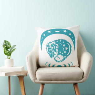 Celestial Crecent Moon Possum Whimsical Nature  Throw Pillow
