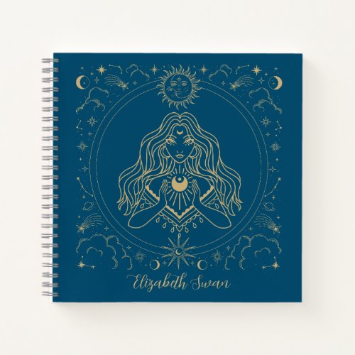 Celestial Crescent Gold Girl  Notebook