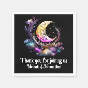 Celestial crescent lunar moon chic stars night napkins