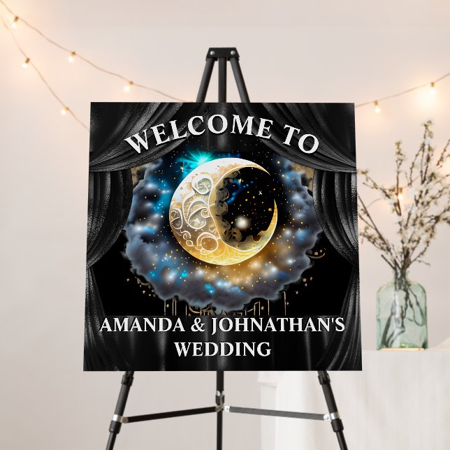 Celestial crescent moon 3D luna starry night chic Foam Board (In Situ (Stand))
