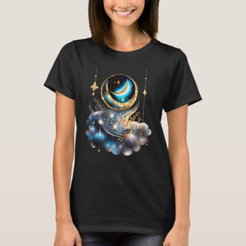 Celestial crescent moon fantasy starry night chic T_Shirt