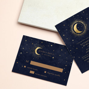 Celestial Crescent Moon Gold RSVP Response Card