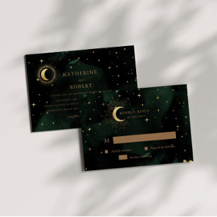 Celestial Crescent Moon Gold RSVP Response Card