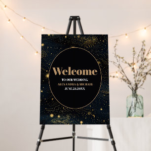 Celestial Crescent Moon Gold Wedding Foam Board