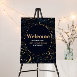 Celestial Crescent Moon Gold Wedding Foam Board