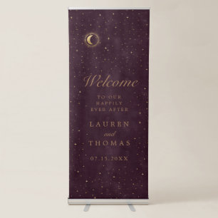 celestial crescent moon gold Welcome Wedding Retractable Banner