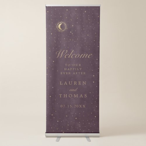 celestial crescent moon gold Welcome Wedding Retractable Banner