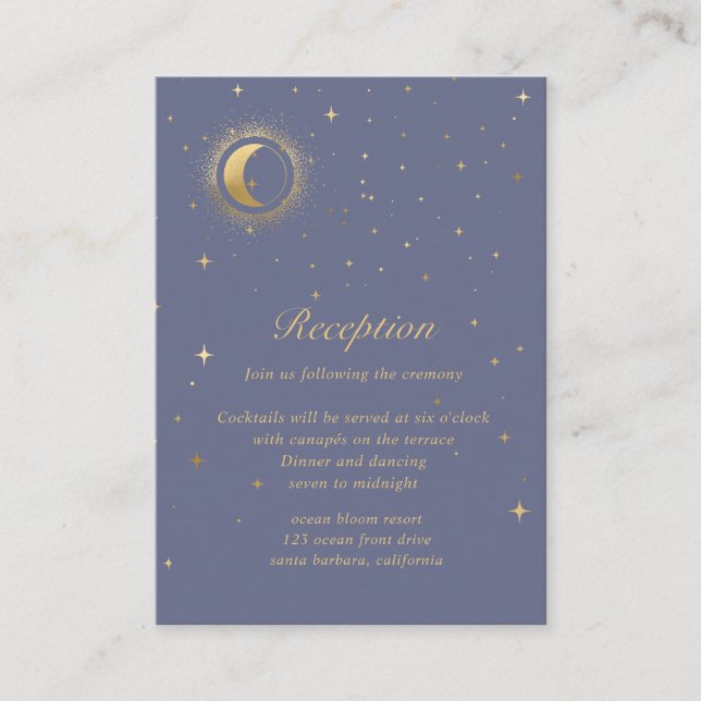 celestial crescent moon Reception Enclosure Card (Front)
