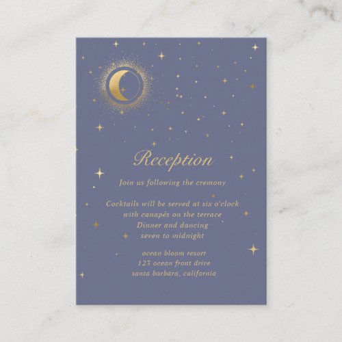celestial crescent moon Reception Enclosure Card