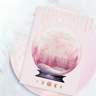 Celestial Crescent Moon Stars Wedding Foil Invitation